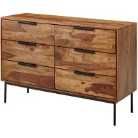 Wohnling Kommode 117x80x42 cm Sheesham Massivholz / Metall Schubladenkommode Industrial Sideboard Kommodenschrank Holz Modern Standschrank Anrichte