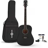 Gear4Music Dreadnought-Akustikgitarre mit Zubehörset von Schwarz