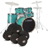 Yamaha Stage Custom 5-teiliger 20-Birkenkesselsatz mit Taschen Surf Green