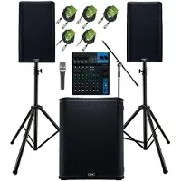 QSC K12.2 12 Aktiv-PA-Lautsprecher-Bundle mit Ständern und Kabeln