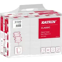Katrin Falthandtücher Non Stop L Wide 61549, 2-lagig, W-Falzung, reißfest, mit Prägung, Papier, weiß, 25 Pakete mit jeweils 120 Blatt