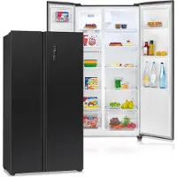 Bomann Side by Side Kühl Gefrierkombination | No Frost | 442L Inhalt | Kühlschrank mit Gefrierfach | Kühlschrank mit MultiAirflow-Technologie | Verbrauch 287 kWh/Jahr | SBS 7344 black-inox