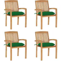 vidaXL Möbel Stapelbare Gartenstühle mit Kissen 4 Stk. Massivholz Teak - Gartenstühle 3073260