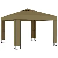 Syfax Pavillon mit Doppeldach 3x3x2,7 m Taupe 180 g/m²