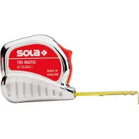 Sola Taschenrollbandmaß TRI-MATIC, L 10m B 25mm, EG Klasse I, Stopptaste, Anti-Reflex-Beschichtung