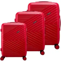 Avizar , 3er Set strukturierte Hartschalenkoffer Chevron-Design mit TSA-Schloss, Rot