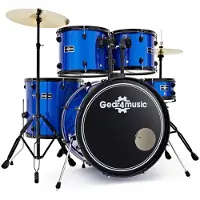 Gear4Music BDK-1 Anfänger-Schlagzeug in Standardgröße von blau