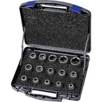 ASW Kraftsteckschlüsselsatz 720 KS 15 OL, 15-tlg, 1/2 Zoll, 6-kant, Spezialstahl stahlgrau