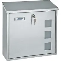 Rottner Briefkasten Muro INOX Edelstahl Zylinderschloss 2 Schlüssel Namensschildhalter Sichtfenster