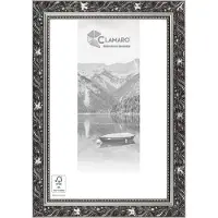 Clamaro 'Ludwig' Bilderrahmen Antik Massivholz | Schwarz Grau Silber | Shabby Chic Vintage Barock | Holzrahmen inkl. Acrylglas, Rückwand, Aufhänger (Querformat & Hochformat), Größe:95x65