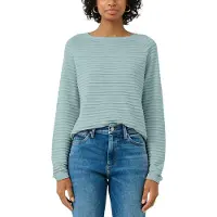 QS Strickpullover , Damen, Gr. XXL (44), blau (light petrol), Strick, Obermaterial: 65% Polyester, 35% Viskose, regular fit hüftlang, Rundhals, Rollkante, Pullover Strickpullover, mit Strukturmuster