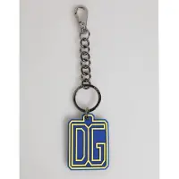Dolce&Gabbana Blau Gelb DG Gummi Logo Silber Männer Schlüsselanhänger Schlüsselring