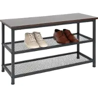 Relaxdays - Industrial Schuhregal für 6 Paar Schuhe, Schwarz/ Dunkelbraun, 45 x 80 x 30 cm