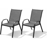 Mojawo 2er Outdoorstuhl Gartenstuhl Stapelstuhl Metall Textilen Anthrazit