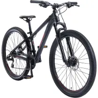 Bikestar Alu Mountainbike 27.5 Zoll | 21 Gang Hardtail Sport MTB 14 Zoll Rahmen Scheibenbremse Federgabel | Schwarz Rot