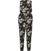 Urban Classics Ladies Viscose Bandeau Jumpsuit Black Tropical Größe: XXL | Jumpsuits Outlet | Damen | Schwarz