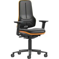 BIMOS Arbeitsstuhl XXL orange mit Rollen Kunstleder mit Armlehnen