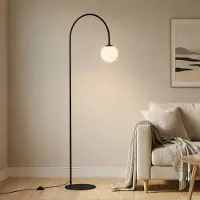 Domiluce Bogenlampe Nova , schwarz, für Wohn- / Esszimmer, Metall, Modern, Stehlampe