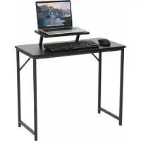 Relaxdays Schreibtisch mit Monitoraufsatz, HBT: 75 x 80 x 40 cm, MDF, Metall, kleiner Arbeitstisch, Homeoffice, schwarz