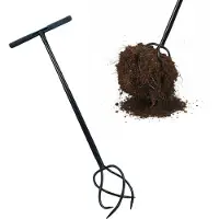 Relaxdays Gartenkralle mit Stiel, 4 Zinken, rutschfeste Griffe, 100 cm hoch, Unkrautstecher & Kultivator, Stahl, schwarz
