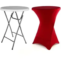 VCM Klapptisch | Partytisch mit Husse | Tisch rund | Gartentisch klappbar | Bartisch 110 cm rund