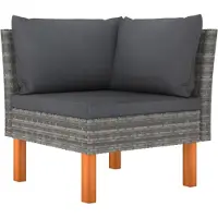 vidaXL 9-tlg. Garten-Lounge-Set Poly Rattan und Eukalyptusholz Grau