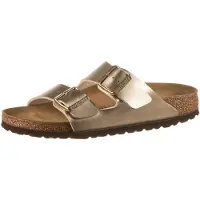 Birkenstock für Damen. 1016111 Sandalen Arizona Birko-Flor (Schmale Passform) gold (38), Wohnung, Keine, Lässig