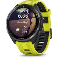 Garmin Forerunner 965, DLC Titan mit Silikon-wechselarmband schwarz/carbongrau/zitronengelb 22 mm