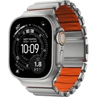 Nomad Stratos Armband für Apple Watch | 44/45/46/49 mm - Ultra Orange / Natural Titanium