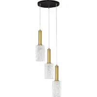 Nova Luce Pendelleuchte Certa 3-flammig 3xE27 Messinggold Schwarz Klar Glas Metall Ø30cm 9009274