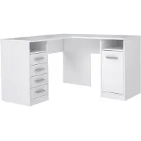 Merkloos TOLEDE Eckschreibtisch 1 Tür 4 Schubladen – weißes Papier – 125 x 125 x 75 cm