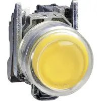 Schneider Electric XB4BP583BG5EX Leuchtdrucktaster, Harmony XB4, Metall, 22mm, gelb, unbeschriftet, tastend, mit Schutzkappe, 1S, 24-120V ACDC, ATEX