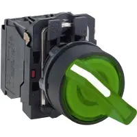 Schneider Electric Electric XB5AK123M5 Leuchtwahlschalter, Harmony XB5, Kunststoff, grün, 22mm, universelle LED, 2 Stellungen, 1S + 1Ö, 230-240V AC