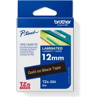 Brother Gloss Laminated Labelling Tape - 12mm, Gold/Black, TZ, China, 8 m, 172 mm, 108 mm, 335 mm