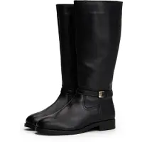 Tommy Hilfiger Stiefel "TH BUCKLE RIDING LTHR LONG BOOT", Blockabsatz, Langschaftstiefel, Businessstiefel mit Zierschnalle