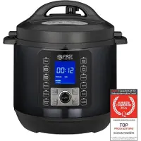 TZS First Austria Multikocher 6L, Schnellkochtopf elektrisch 1000W, 12 Programme, Timer, Edelstahl, Warmhaltefunktion, Dampfgarer, Reiskocher Grau-Schwarz
