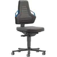 BIMOS Arbeitsdrehstuhl Nexxit Rollen Supertec-Gewebe schwarz Grifffarbe blau 450-600 mm