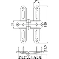 MACO RUSTICO Ladenmittelkreuzband, Versatz 0-25mm, Abstand 25mm, schwarz