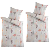HTI Mikrofaser Flausch Bettwäsche 2 Sets Grau/Orange