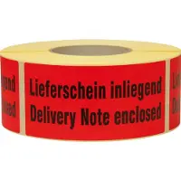 Transpak Hinweisetikett Lieferschein inliegend Länge 145 mm, Breite 70 mm rot