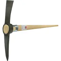 Idealspaten-bredt Kreuzhacke Stahl schwarz lackiert 1,5 kg mit Stiel