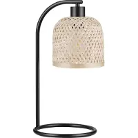 Lyora Tischlampe Intra schwarz mit Bambuskappe