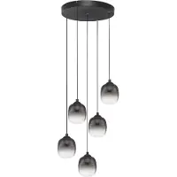 Nova Luce LED Pendelleuchte Kita in Schwarz-transparent und Schwarz 5x 5,6W 2222lm rund