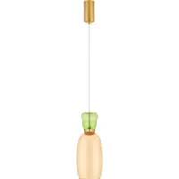 Nova Luce LED Pendelleuchte Pluma 5W warmweiss 3000K Hellgrün Gelb Gold Glas Metall Ø15cm 9030546