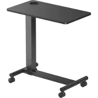 PureLink PureMounts Mobiler Beistell-Tisch höhenverstellbar, Höhenverstellbarkeit 71,2cm bis 106,2cm, bis zu 7kg Tragkraft, feststellbare Rollen, integrierter Getränkehalter, schwarz