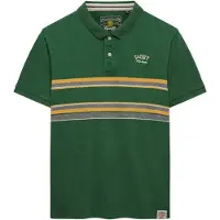 Superdry für Herren. M1110464A Vintage Stripe grünes Poloshirt (L), Lässig, Baumwolle, Kurzarm