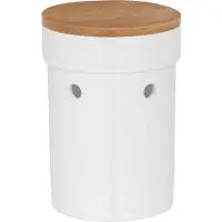 kela Knoblauchtopf Salena H17cm Ø12cm ideale Lagerung Keramik Bambusdeckel Behälter Vorratsdose Weiß