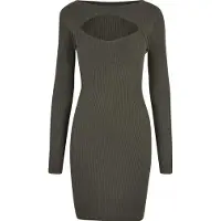 Urban Classics Damen-Dress mit Aussparung, olive, XS