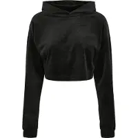 Urban Classics Ladies Cropped Velvet Oversized Hoody Black Größe: S | Kaputzenpullis Outlet | Damen | Schwarz