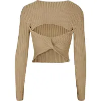 Urban Classics Ladies Short Rib Knit Twisted Back Sweater Unionbeige Größe: M | Strickpullover Outlet | Damen